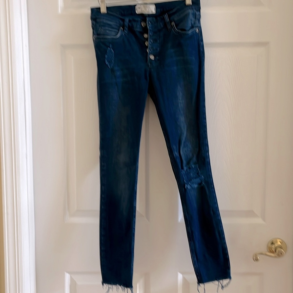 Button fly skinny jeans